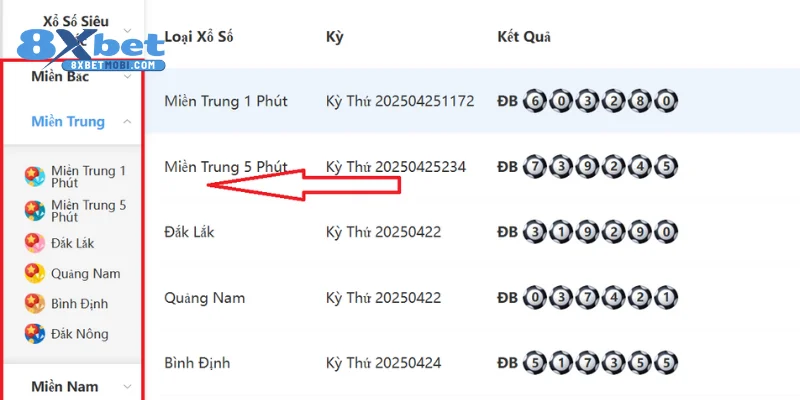 Đặt cược cho loại hình xổ số 8xbet truyền thống