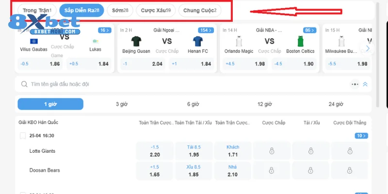 Lựa chọn giải đấu bóng đá 8xbet để tham gia cá độ online
