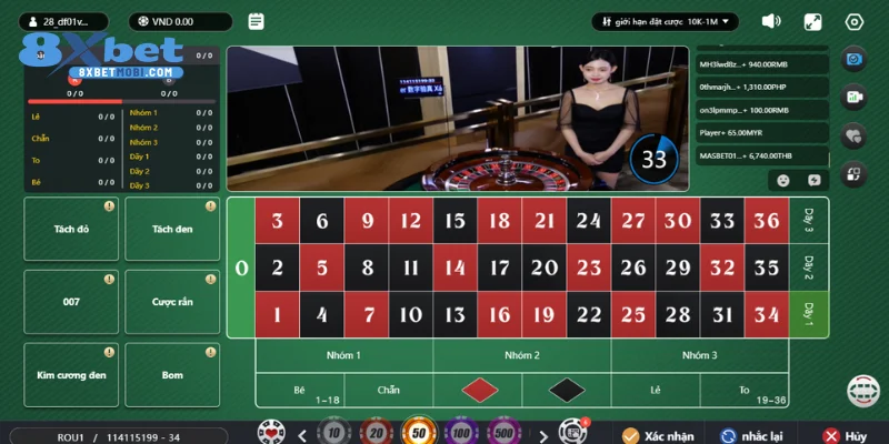Trò chơi roulette được yêu thích tại casino 8xbet